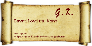 Gavrilovits Kont névjegykártya